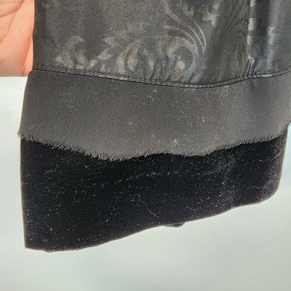 Dorothee Bis Pleated Skirt Size 8 Black Velvet Trim Acanthus A-line Whimsigoth - Picture 5 of 11